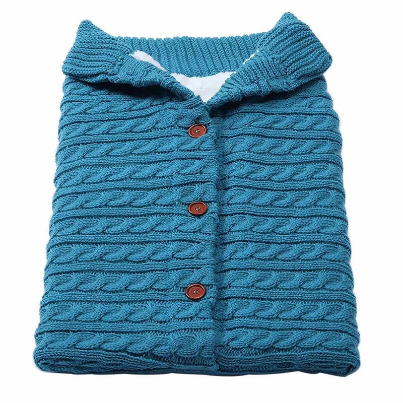 Cozy Autumn & Winter Baby Stroller Sleeping Bag - Wool Knit, Button Design, Plus Velvet, Thick & Warm.