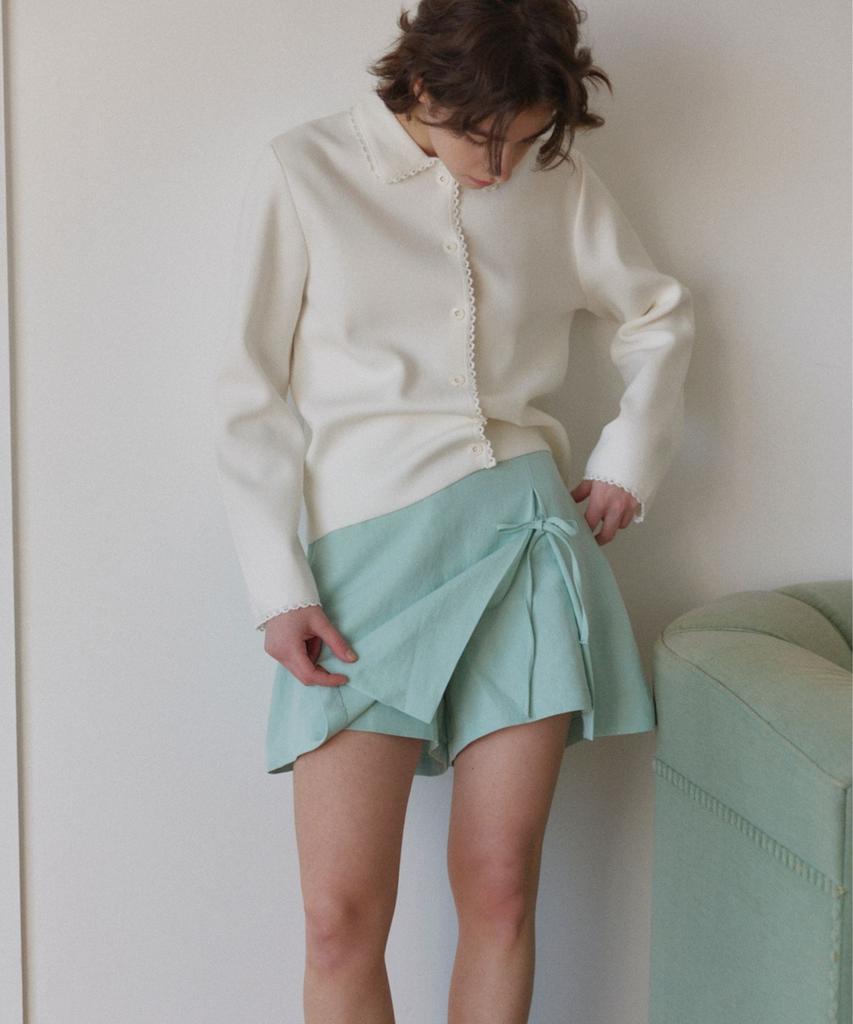 Okuka Linen Skirt Shorts - Mint