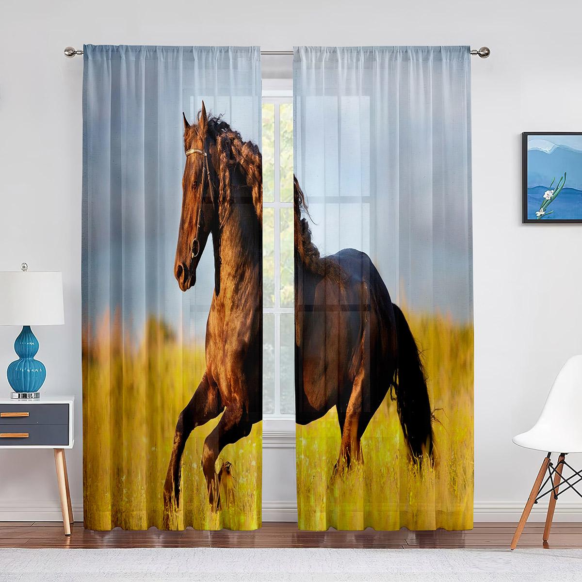 Прозрачная вуаль с изображением лошади — фото 13