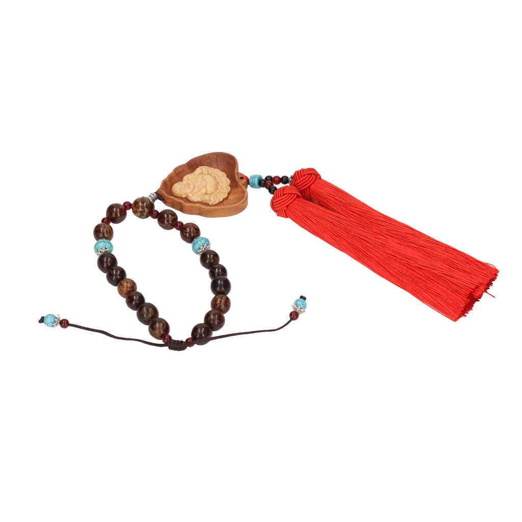 Buddhist Car Pendant Double Tassel Design Boxwood Buddha Decor Safe Auspicious Pendant for Cars