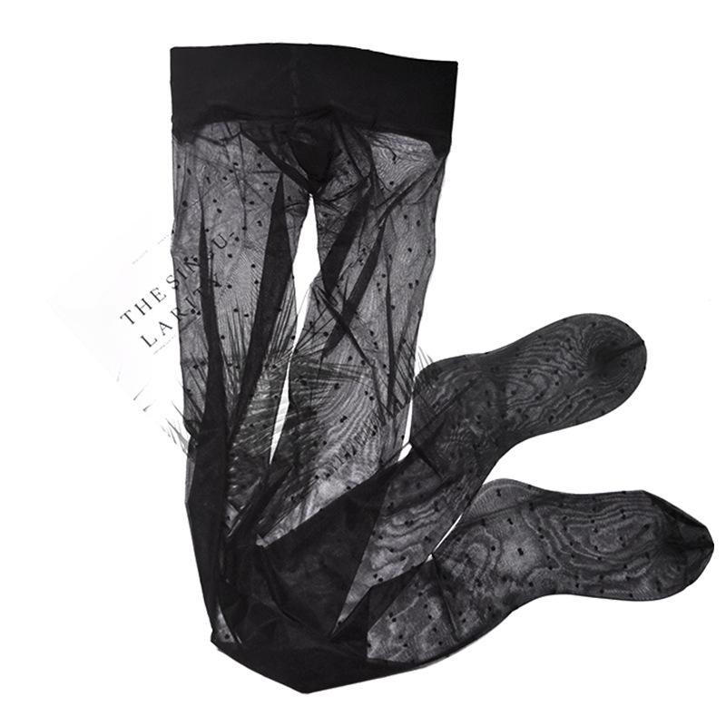 Ultra-Thin Plus Size 512-Needle Polka Dot Stockings with Foot Shape - Seamless, Silky, High-Transparent 360 Gusset.