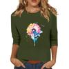3/4-Ärmel Oberteile für Damen T-Shirt Lässig Print Oberteile T-Shirt Rundhals Pullover Bluse