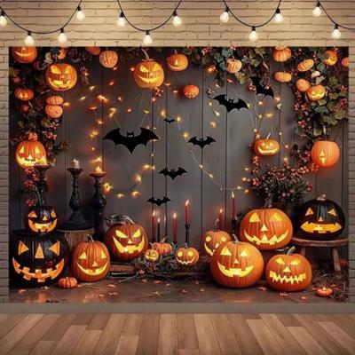 1pc Horro Halloween Party Backdrop Night Moon Pumpkin Bat Ghost for Halloween Party Decoration Dustproof Banner Photo Background