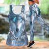 Wildtiermuster Druck Yoga Outfit für Damen Mode Workout Leggings Fitness Sport Freizeit Yoga Set Sportanzug