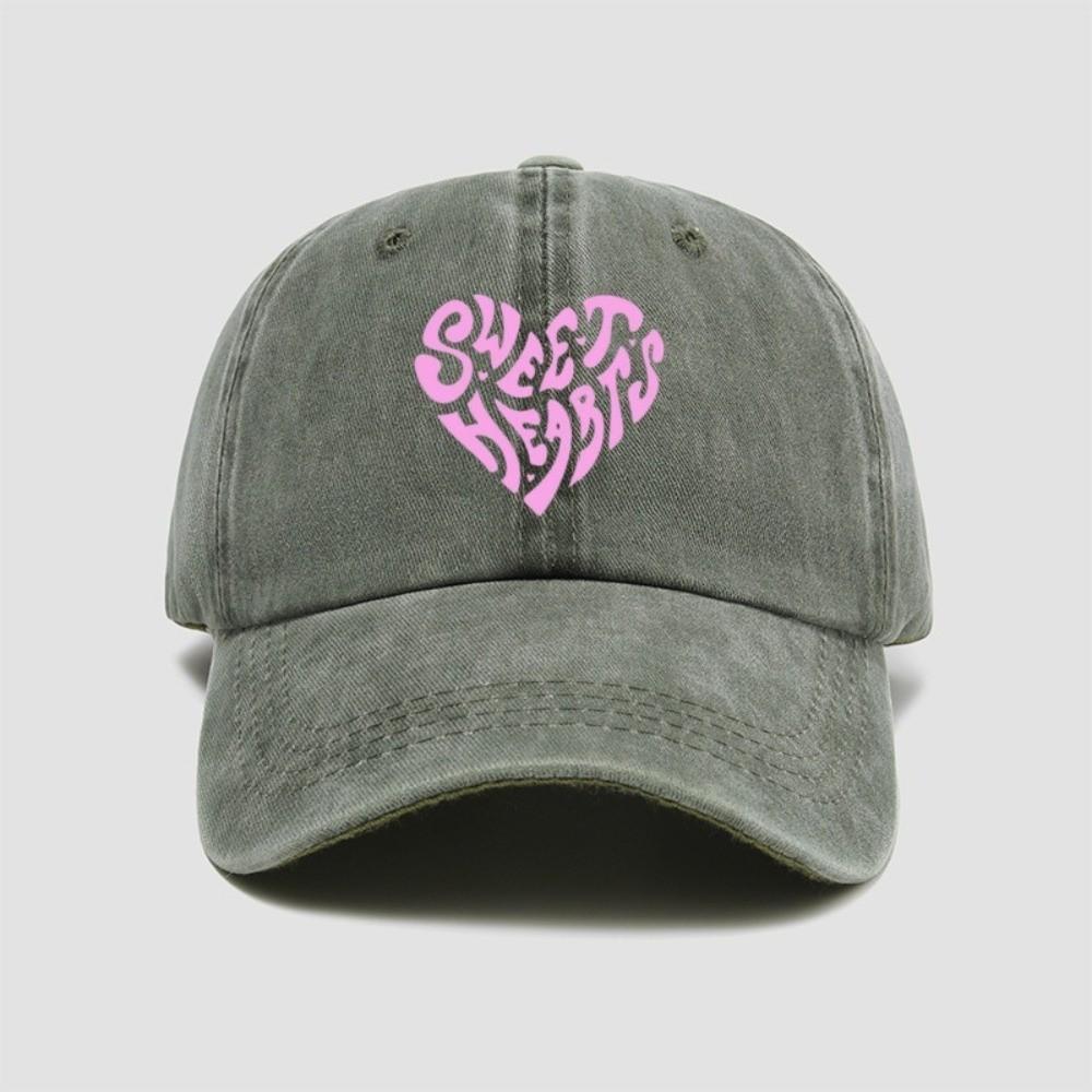 Sweet Heart Printed Visor Baseball Cap For Man Women Hiking Fishing Vacation