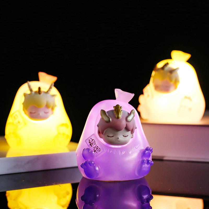 Cartoon Resin Craft Blind Box Night Light Children's Toy Desk Decoration Random Color Starry Sky Creature