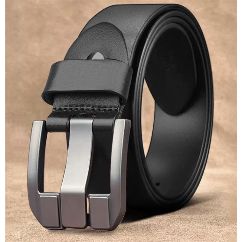 Men's Belt Pin Buckle Business Cowhide Belt Simple Casual and Versatile Middle Aged and Young Pants Belt
