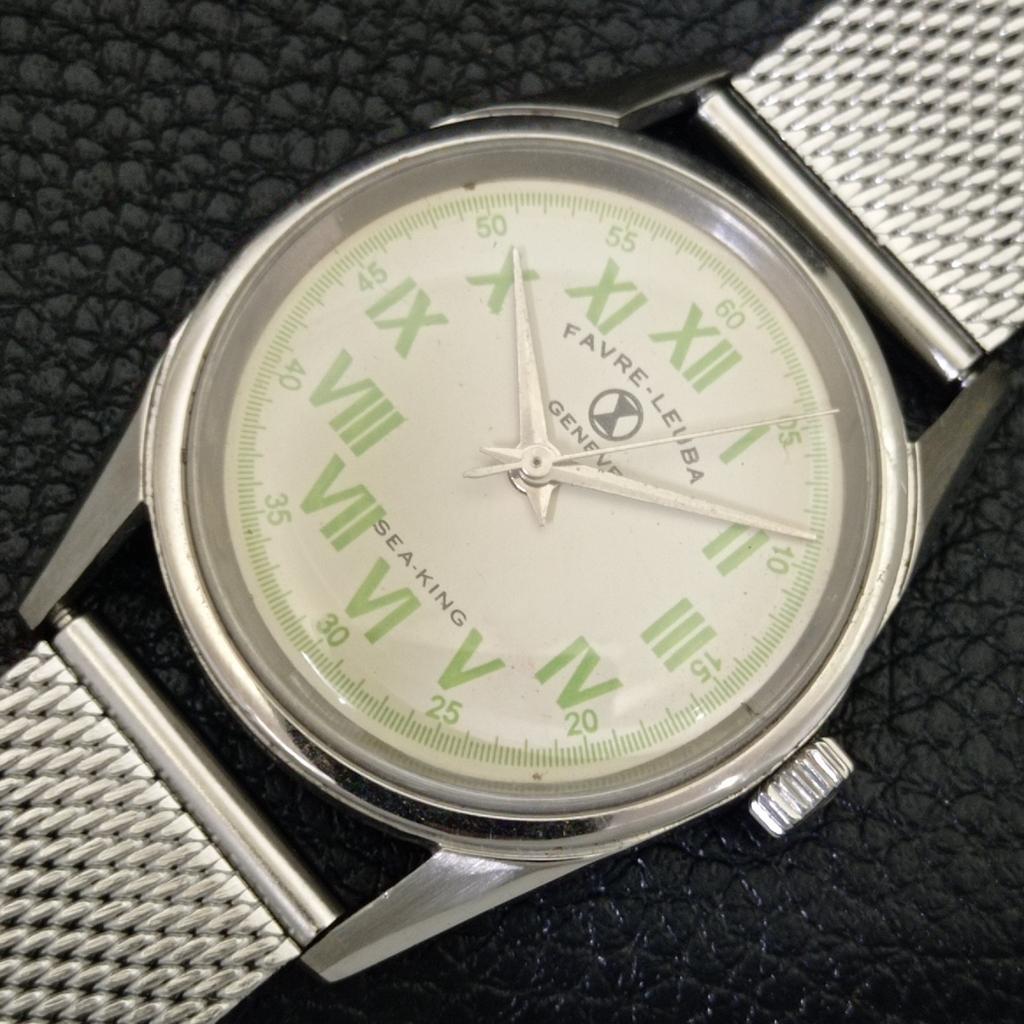 HANDAUFZUG VINTAGE FAVRE LEUBA SEA KING 253 SCHWEIZER HERREN CREMEFARBENES UHRENGEHÄUSE a703730-1