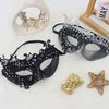 Women Rhinestone Half-Face Mask Metal Hollow Lace Party Mask Masquerade Ball Party Eye Cover Cosplay Prom Costume Props Masks