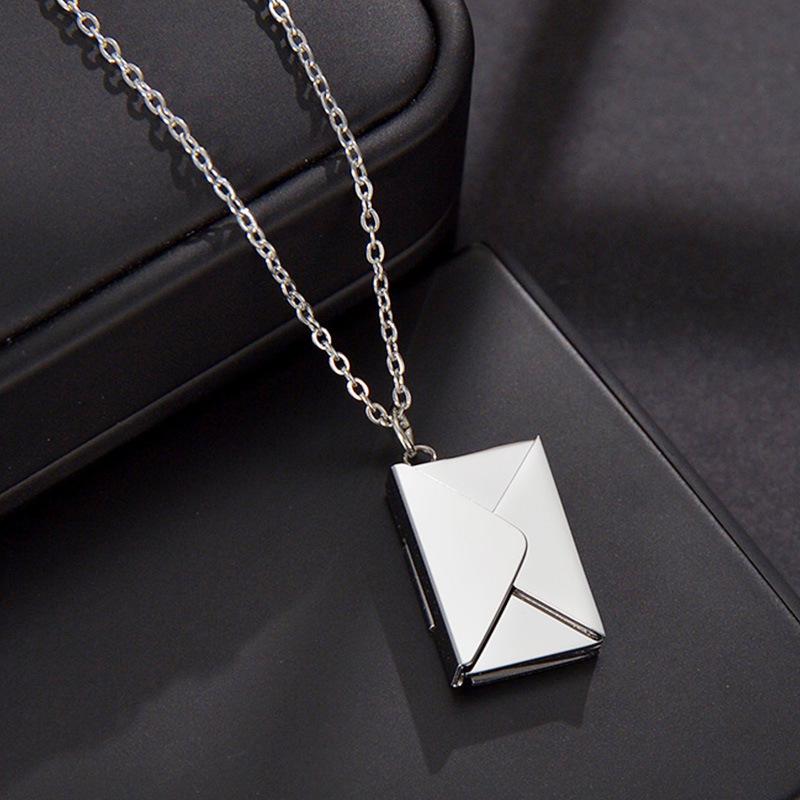 Minimalist Openable Envelope Necklace for Women - Creative Love Letter Design, Stainless Steel Jewelry Inspired by Japan & Korea