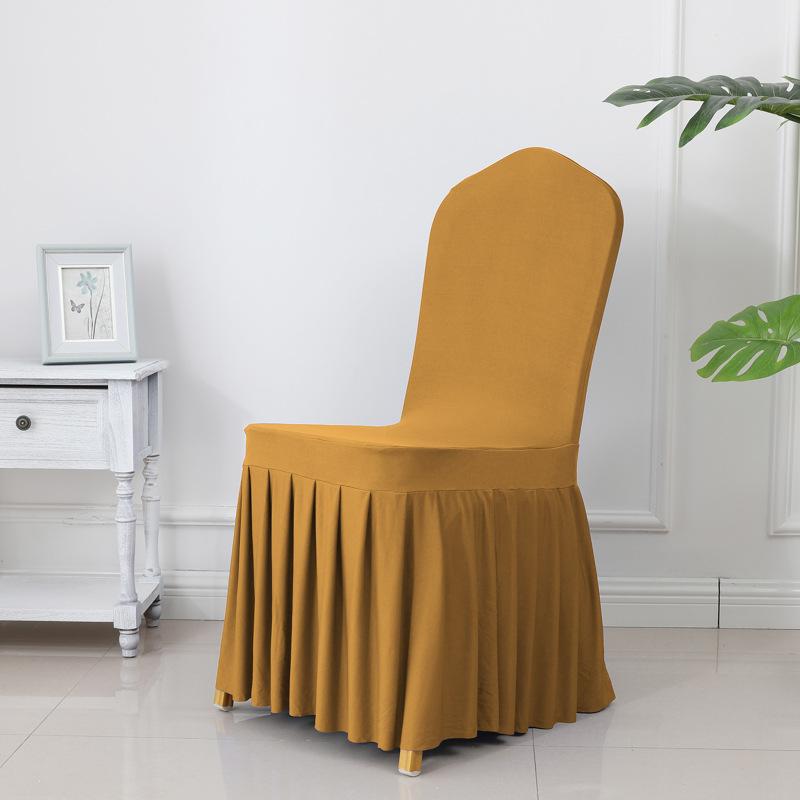 Banquet Chair Cover Thickened Elastic Pleated Skirt Dining Chair Cover Wedding Hotel Party Venue Decoration Simple and Versatile