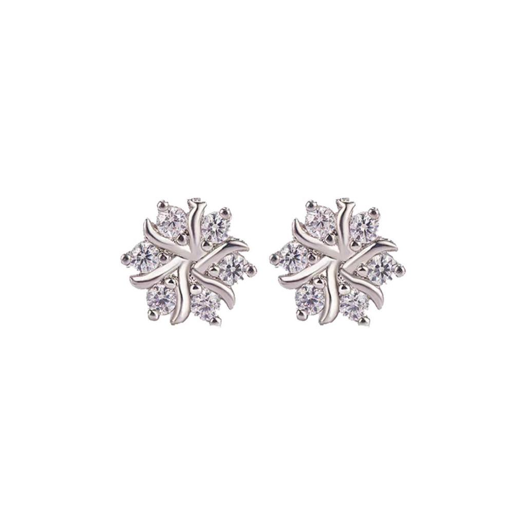Zircon Snowflake Stud Earrings: High-End, Delicate, Cold Style Winter Jewelry for Women