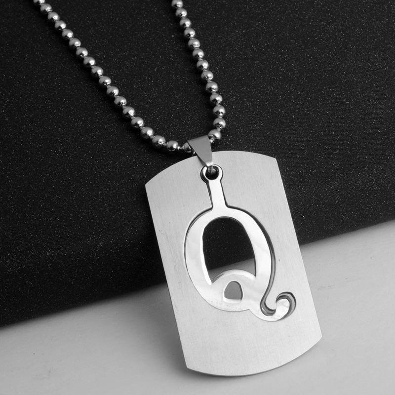 HNSP Stainless Steel Initials Pendant Chain Necklace For Men Women 26 Letter Name Accessories