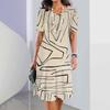 Vintage Women's Dresses Striped Printed Elegant Casual Short Sleeve Dresses 2023 Fashion Oversized Women's Dresses Y2k