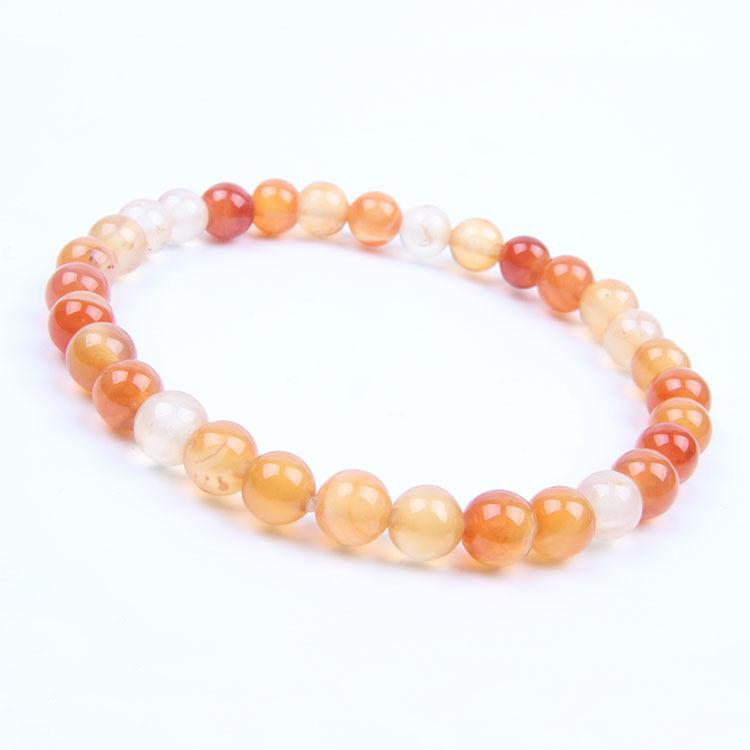 Red Agate Crystal Bracelet: Simple Round Beads, Couple Style Hand Jewelry