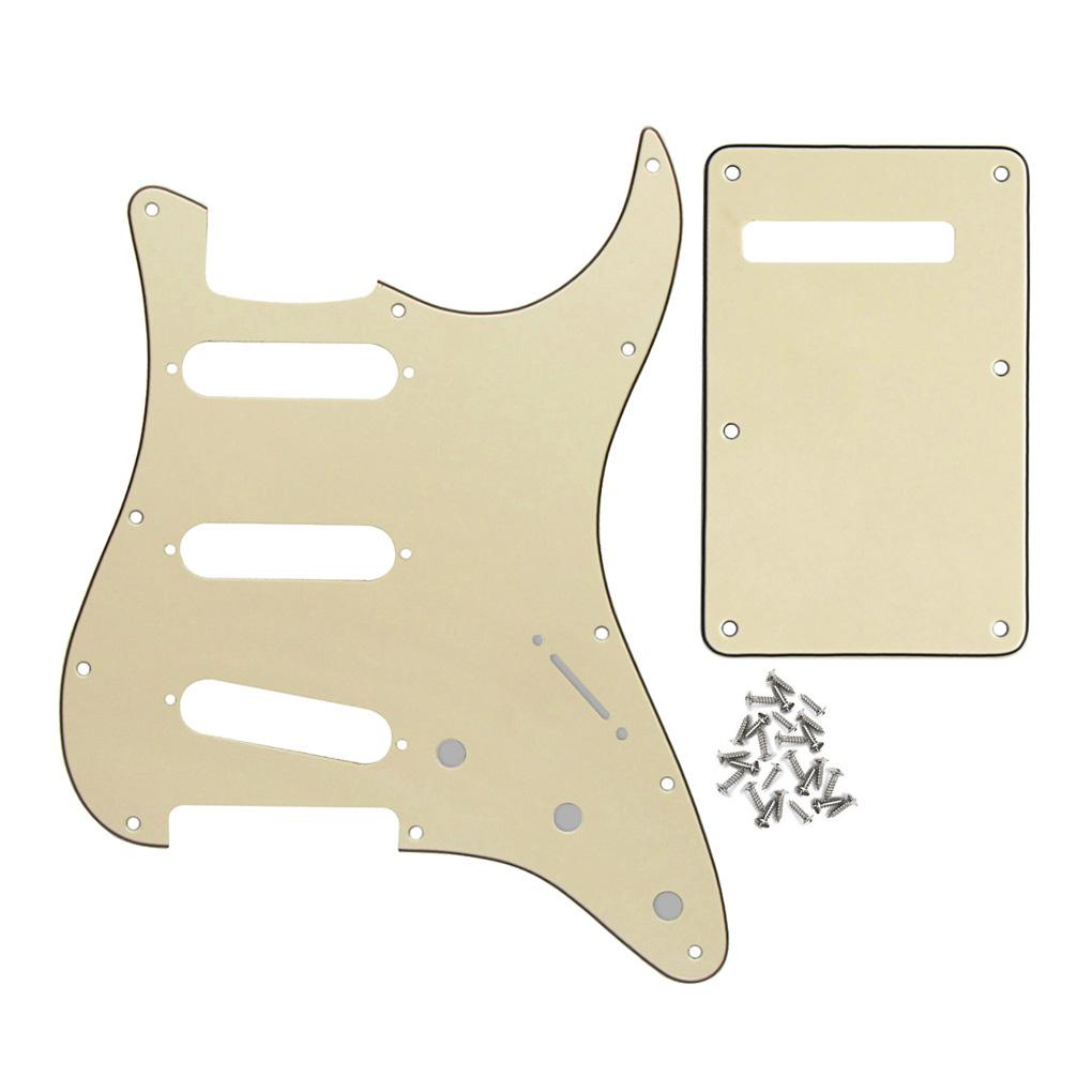 FLEOR Set of 11 Hole ST Guitar Pickguard SSS Scratch Plate Back Plate & Screws for Electric Guitar Parts
