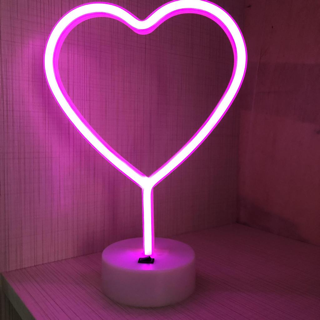 Heart-Shaped LED Neon Desk Lamp for Romantic Bedroom Decor