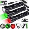 501B 4IN1 Professional Hunting Flashlight Set Green/Red/White/UV 395nm Lantern Tactical 1-Mode Torch Power by 18650 Battery