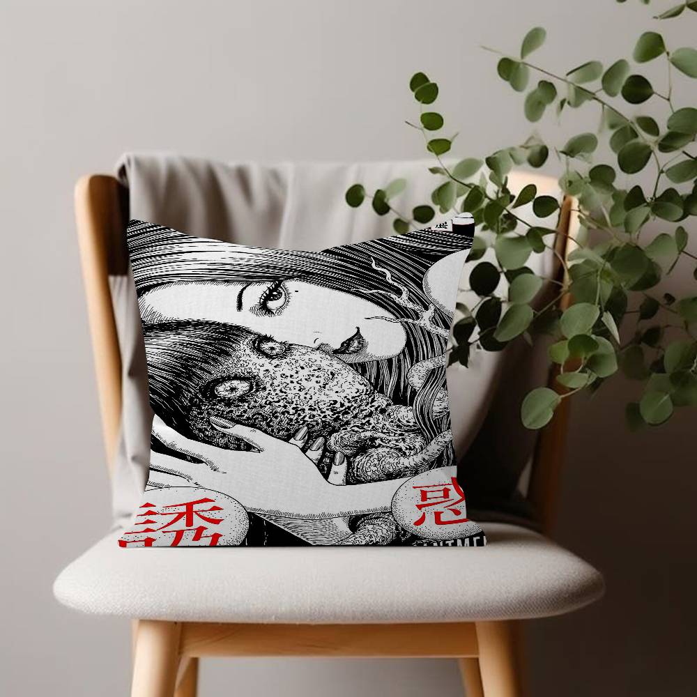 Anime Junji ItoI TomieT Horror Comics Cushion Cover Car Throw Pillow Case For Sofa Car Christmas Gift