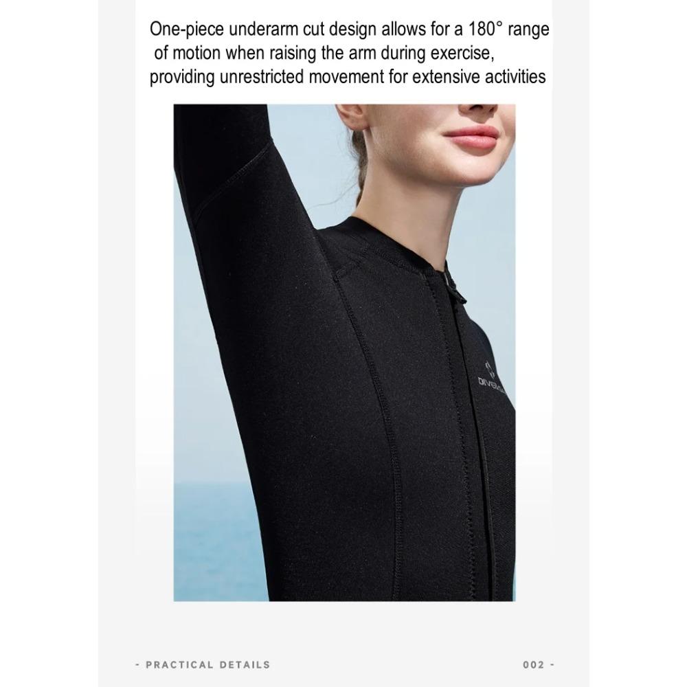 2MM Women Neoprene Outdoor Water Sports Spearfishing Snorkeling Swim Diving Suit Scuba Long Sleeve Kayaking Drifting WetSuit
