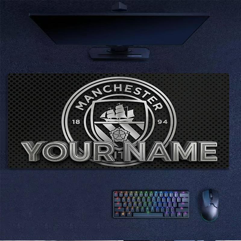 Custom Name,Manchester City Mouse Pad, Large Gaming Desk Mat, Non-slip XXL Mousepad for Laptop & Tablet, Mini PC Playmat with Stitched Edges