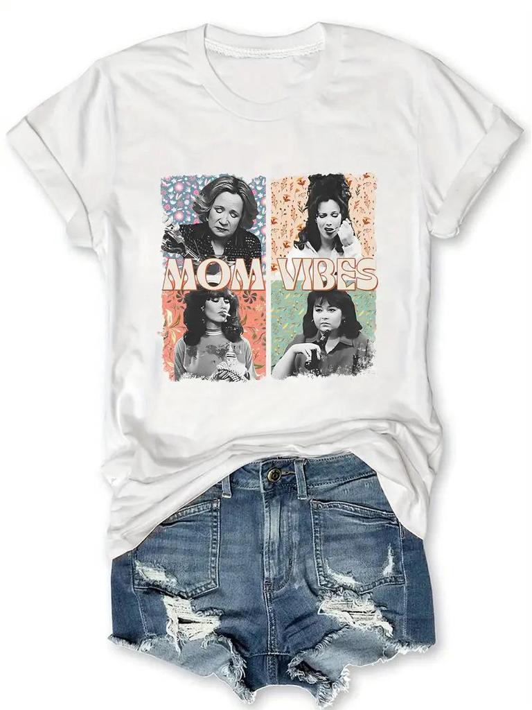 Women's Mother's Day Round Neck Short-Sleeve Top - European & American Style, Free Shipping