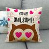 Cartoon Owl Series Love Digital Printing Short Plush Pillow Covers For Car Sofa Office Cushion Cover Home Goods