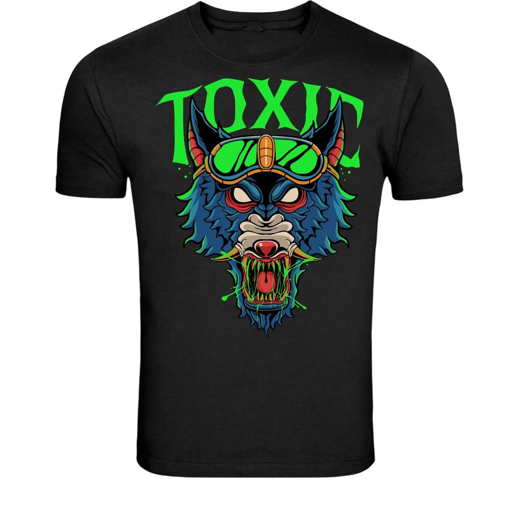 Toxic Demon Monster Head T-Shirt - Neon Horror Creature Graphic