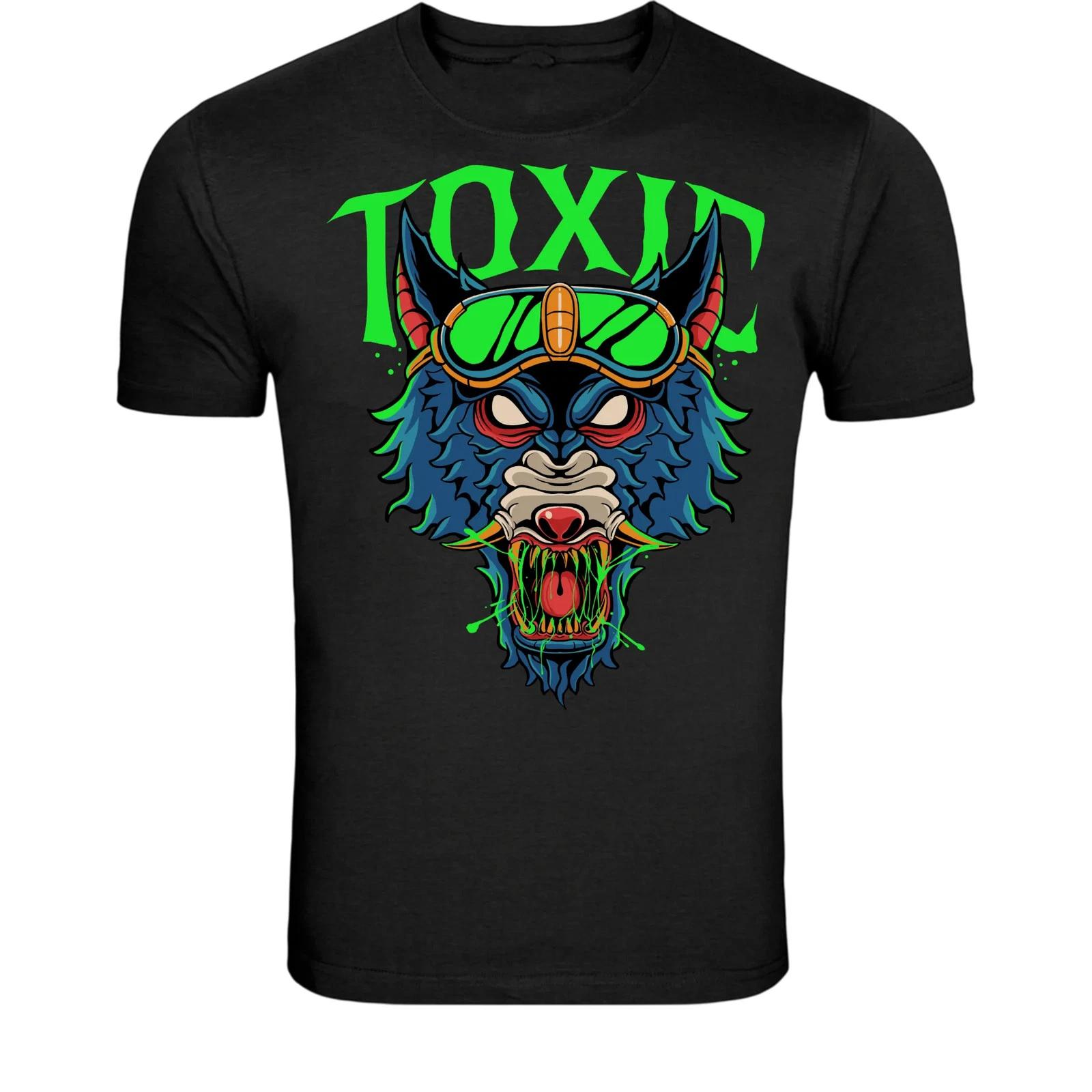 Toxic Demon Monster Head T-Shirt - Neon Horror Creature Graphic M
