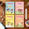 4Pcs Writing Exercise Book for Children Ages 3-10 Handwriting Workbook Kit with Letters Numbers Math Paintings English Groove Practice Copybook