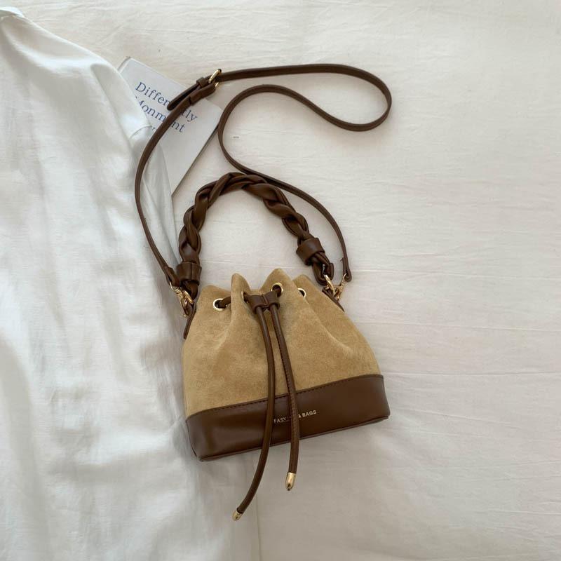 Modische Color-Blocking Handtasche, Retro Eimer-Tasche, Einzel-Schulter Crossbody-Tasche