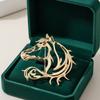 Simple Hollow Horse Brooch Zinc Zinc Alloy New Year Chest Flower Zodiac Horse Pin  Gift