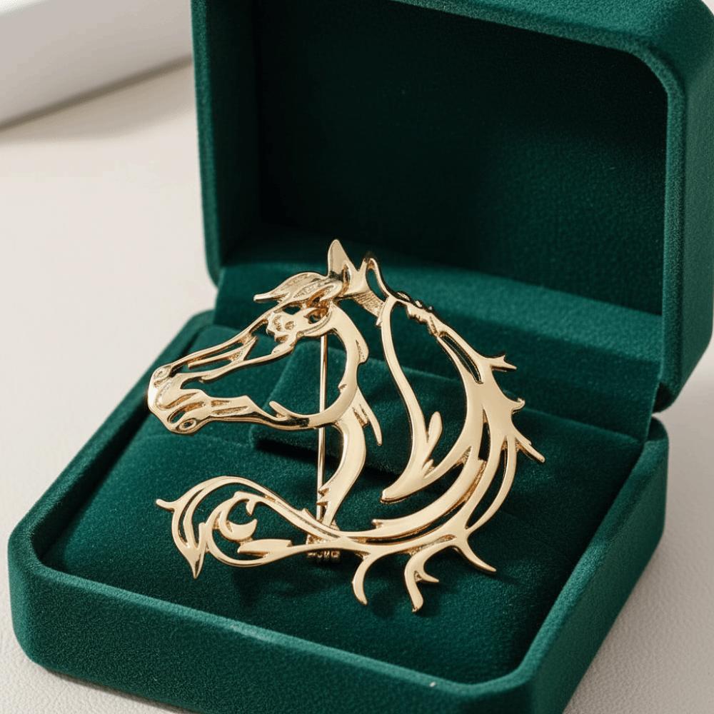Simple Hollow Horse Brooch Zinc Zinc Alloy New Year Chest Flower Zodiac Horse Pin  Gift