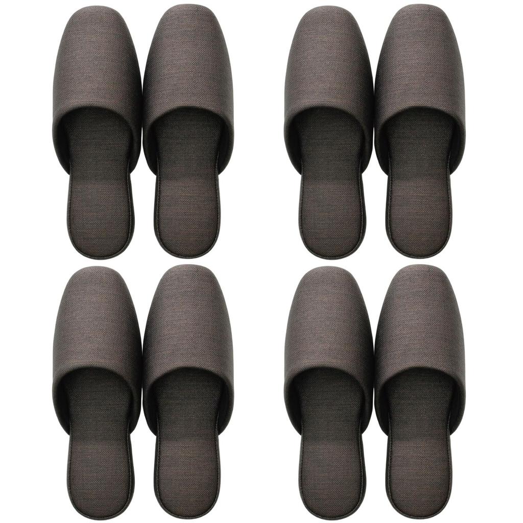 Strong Guest Vinyl Slippers Set of Slippers Fabric-Like (Large, Brown, 4)
