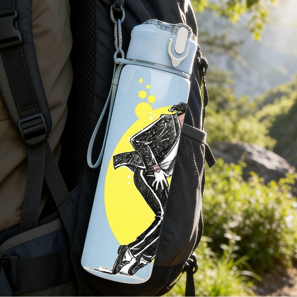 1PC Dancing Singer Silhouette 750ml Color Plastic Sports Water Bottle Leakproof Flip Straw Lid Suitable for Sports Office Home Use