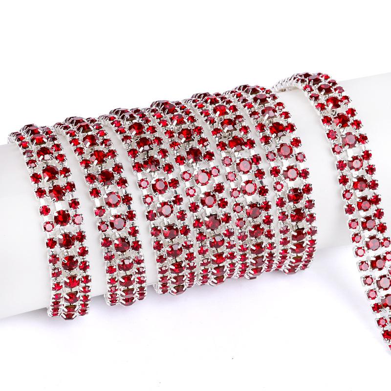 3 Reihen Krallenkette Ss8Ss16 Farbe Dichtes Strassband Strasskette Metall Glasbohrer DIY Schmuckzubehör