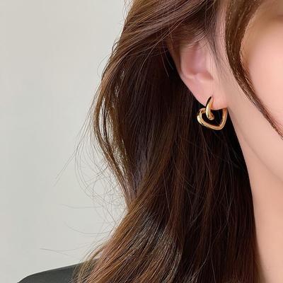 Herzförmige Ohrringe im koreanischen Design für Damen – High-End Herbst/Winter Trend 2021