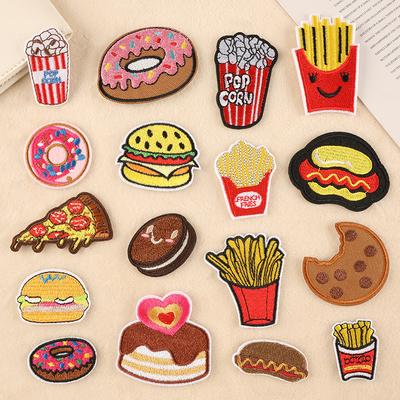 Embroidery Label Food Burger Fries Embroidery Sticker Patch Sticker Clothing Accessories Shoe Logo Cloth Label Cloth Sticker