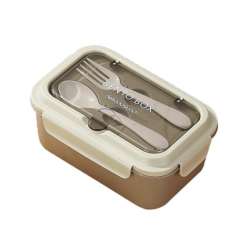 Nordic Style Pp Lunch Box With Dividers And Fork Spoon For Office Use