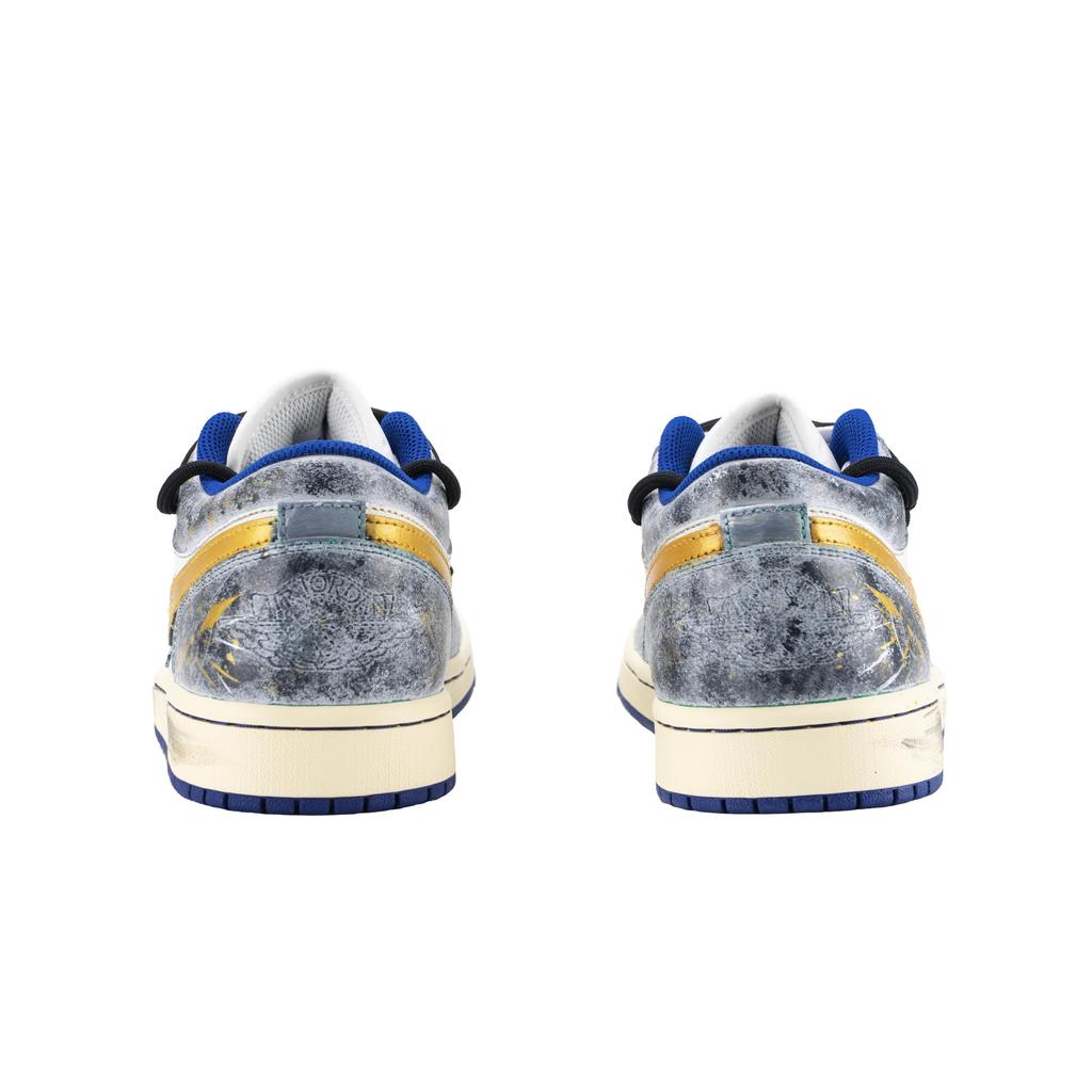 Jordan Air Jordan 1 Golden Pointed Star Trail Abrasion Resistant Vintage Basketball Shoes Men's Gray Gold 553558-147(Team626-)