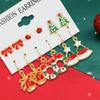 Christmas Series 6 Pairs Of Snowflake Bell Earring Combination Set Cross-border Cartoon Drip Oil Reindeer Santa Earrings