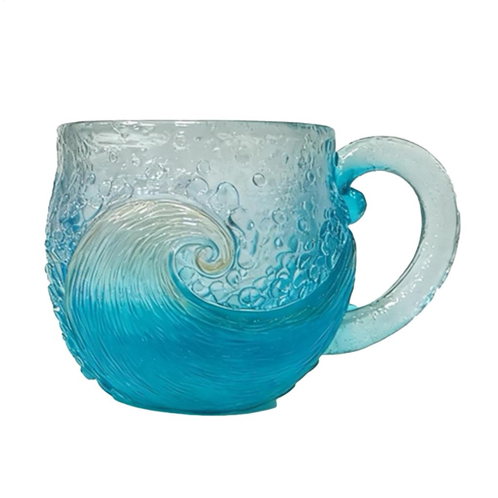 Beach Mug Sea Glass Wave Cup Ocean Themed Coffee Cup Sea Theme Water Tea Cup Coffee Glass Mug for Workplace Travel Bar