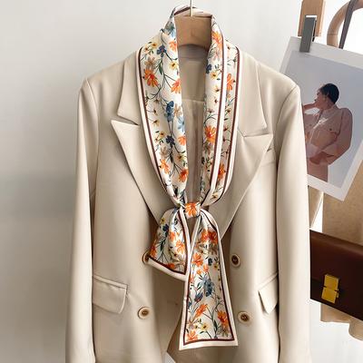 37 Color  Women Silk Printed Design Scarf Shawl Fashion Luxury Long Narrow Small Silk Scarves Ladies Headband Headscarve