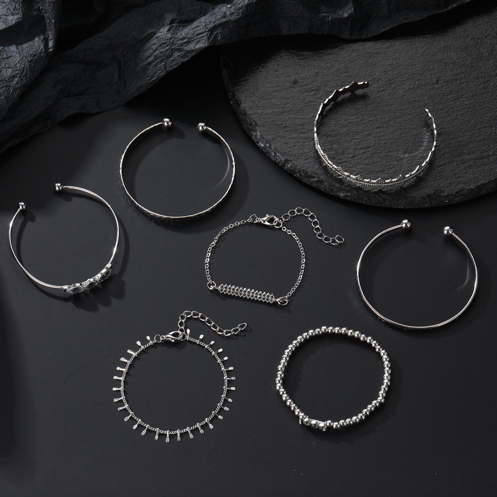 Accessories Women'S Bracelet 6-Piece Irregular Metal Couple Bracelet Set