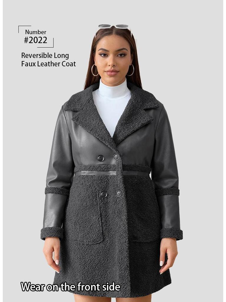 2024 Women's Mid-Length Reversible Patchwork Leather-Fur Jacket