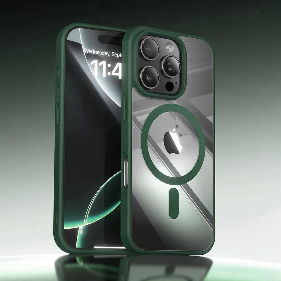 Magnetic Clear Phone Case for iPhone 16E 14 15 16 Plus 11 12 13 Pro Max X XR XS MAX 12 13 Mini Magsafe Charging Shockproof Cover