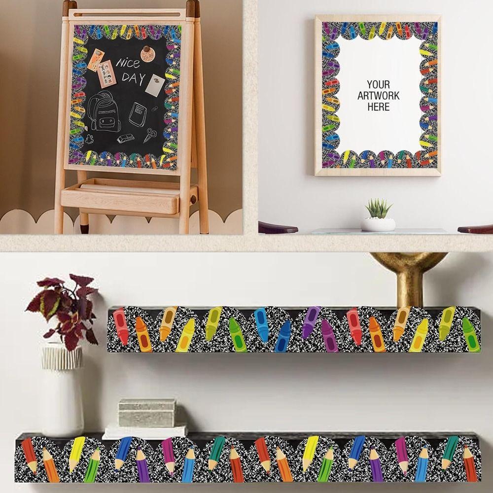 10m/roll Decorative Sticker Roll Self Adhesive Chalkboard Border Trim Craft Display