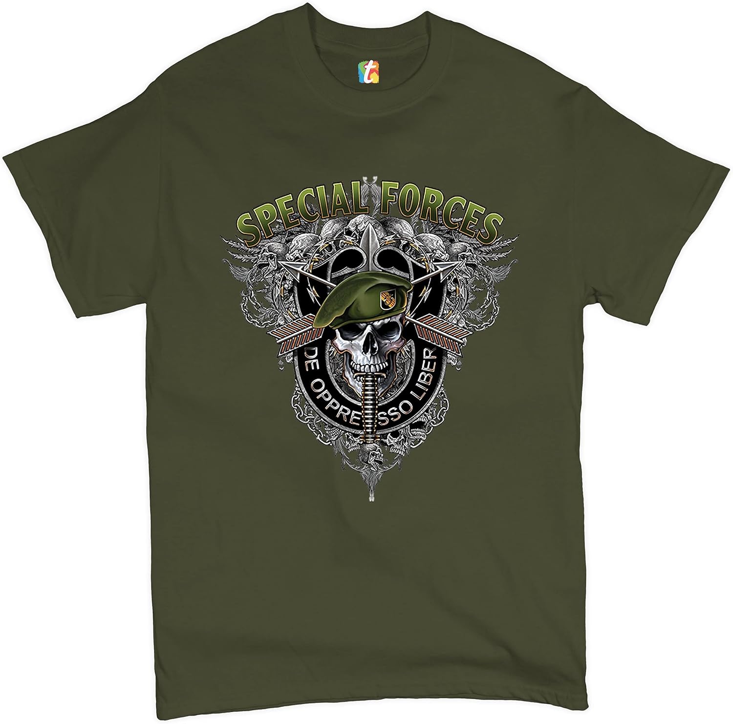 

Special Forces De Oppresso Liber T-Shirt US Military Green Berets Men s Tee 5XL різнокольоровий