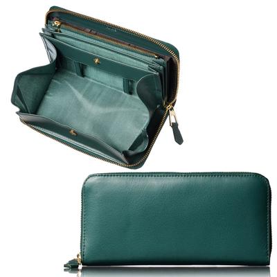 RINRE Long Large Designer Vertical Card Zipper Coin Genuine Italian Leather Women's Wallet, Capacity, Brand, Slots, Closure, Slot, (Foresta Green)