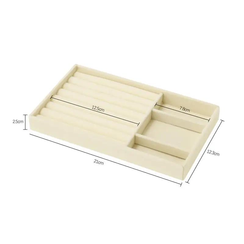 Upgrade Velvet Jewelry Storage Box Necklace Stackable Display Tray Bracelet Earring Organizers DIY Handicrafts Drawer Box Grey